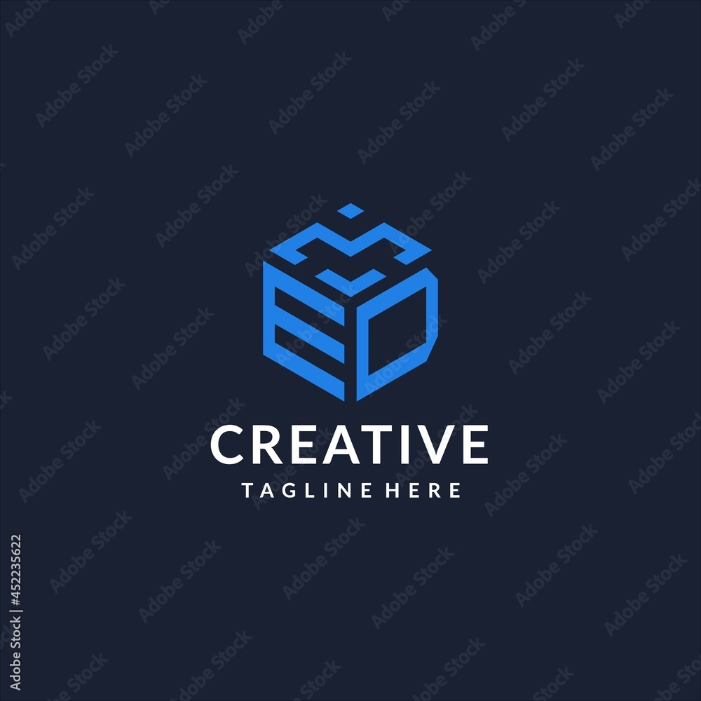 Vetor de ED logo hexagon designs, best monogram initial logo with ...