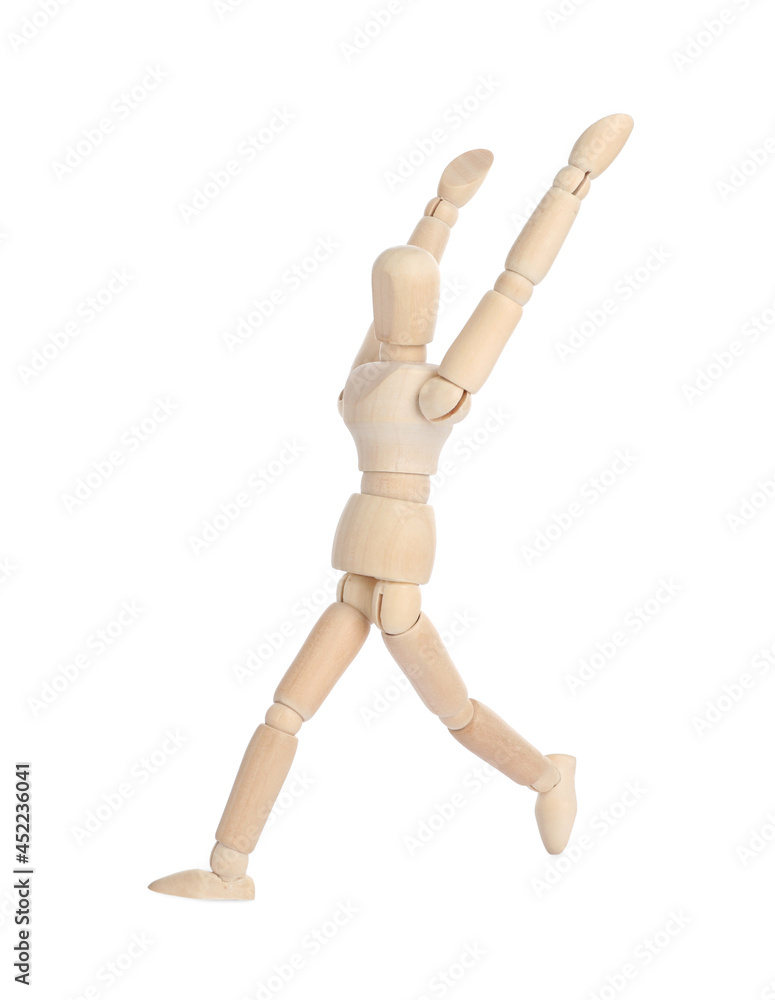 Wooden human model on white background. Mini mannequin Wooden human model on white background. Mini mannequin