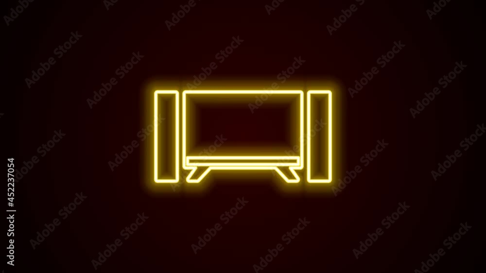 Glowing neon line Smart Tv icon isolated on black background. Television sign. 4K Video motion graphic animation Glowing neon line Smart Tv icon isolated on black background. Television sign. 4K Video motion graphic animation