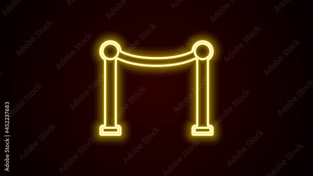 Glowing neon line Rope barrier icon isolated on black background. VIP event, luxury celebration. Celebrity party entrance. 4K Video motion graphic animation Glowing neon line Rope barrier icon isolated on black background. VIP event, luxury celebration. Celebrity party entrance. 4K Video motion graphic animation