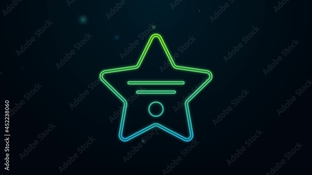 Glowing neon line Walk of fame star on celebrity boulevard icon isolated on black background. Hollywood, famous sidewalk, boulevard actor. 4K Video motion graphic animation Glowing neon line Walk of fame star on celebrity boulevard icon isolated on black background. Hollywood, famous sidewalk, boulevard actor. 4K Video motion graphic animation