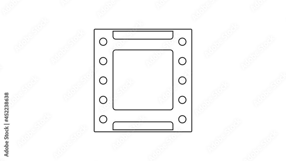 Black line Play video icon isolated on white background. Film strip sign. 4K Video motion graphic animation Black line Play video icon isolated on white background. Film strip sign. 4K Video motion graphic animation