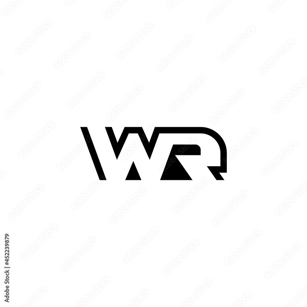 WR initial letter monogram. Negative space logo design. WR initial letter monogram. Negative space logo design.