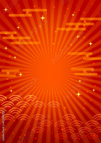 和風の赤い放射状イメージ 縦長