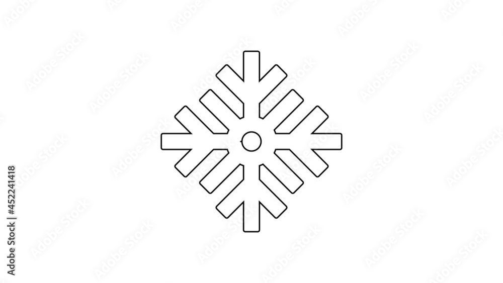 Black line Snowflake icon isolated on white background. Merry Christmas and Happy New Year. 4K Video motion graphic animation Black line Snowflake icon isolated on white background. Merry Christmas and Happy New Year. 4K Video motion graphic animation