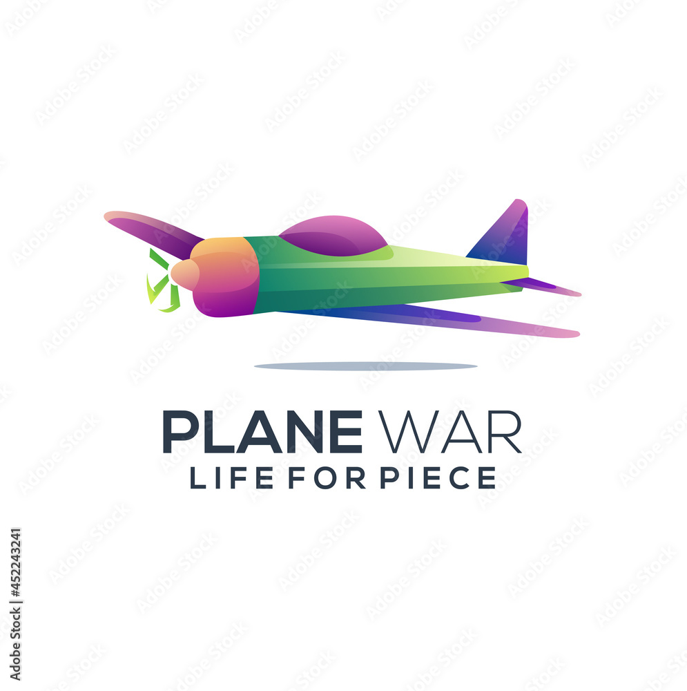 War plane logo gradient abstract colorful illustration