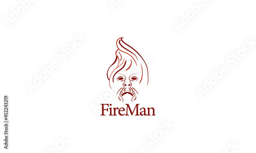 Premium vector logo man with a fire in his head modern design style