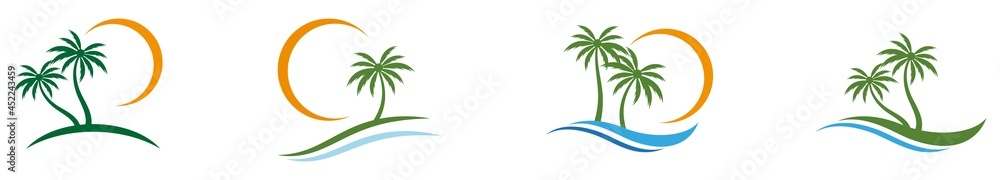 palm tree logos. set of palm trees icons. - obrazy, fototapety, plakaty 