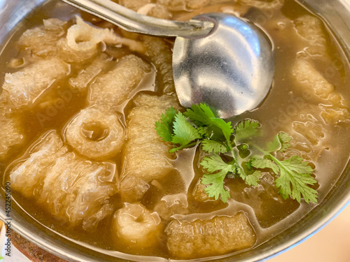 Chinese braised fish maw soup - close up.