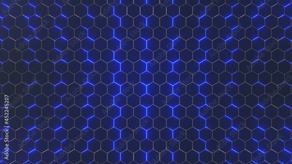 Futuristic Hexagon emission background. Hexagonal pattern, color emission, Modern vector illustration Futuristic Hexagon emission background. Hexagonal pattern, color emission, Modern vector illustration