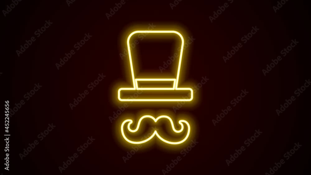 Glowing neon line Magician icon isolated on black background. 4K Video motion graphic animation Glowing neon line Magician icon isolated on black background. 4K Video motion graphic animation