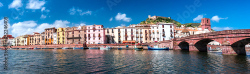 anoramic view of Bosa, above in the background the Malaspina Castle, Oristano - Sardinia 