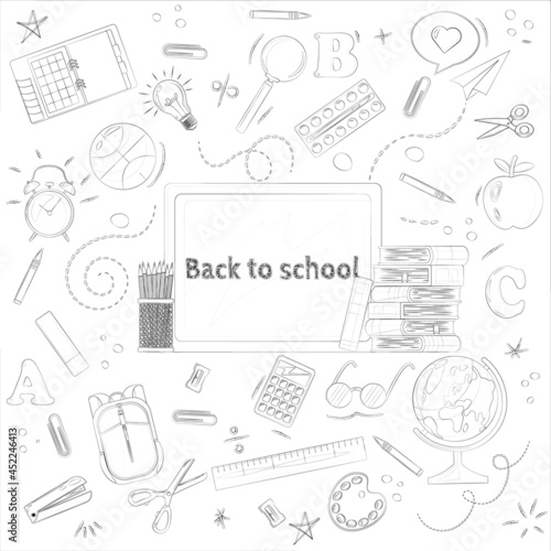 Back to school set. Black and white 