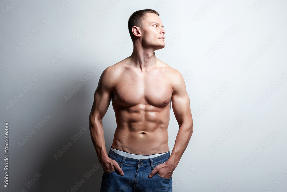 bodybuilder Boy. Strong body muscular Man