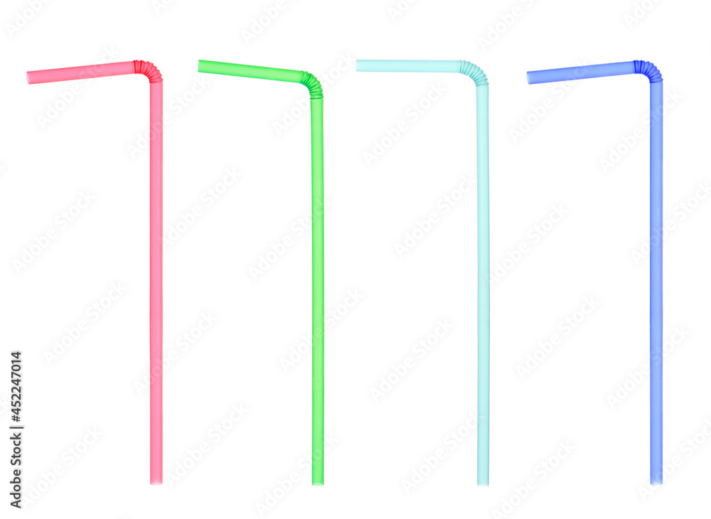 Set with different straws for drinks on white background Set with different straws for drinks on white background
