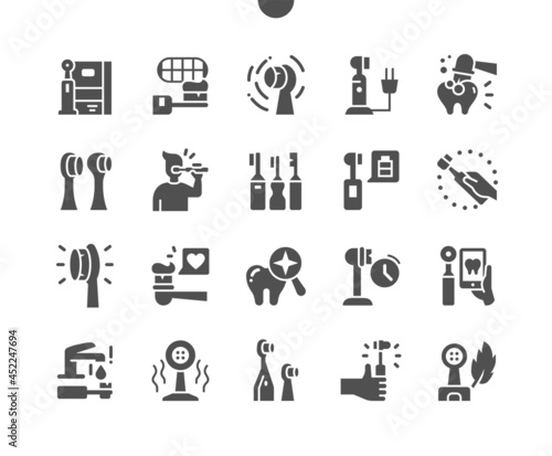 Electric toothbrush. Sensitive. Toiletries, tooth, stomatology and dental. Bluetooth toothbrush. Vector Solid Icons. Simple Pictogram