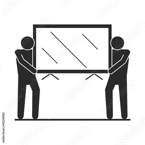 workers moving tv