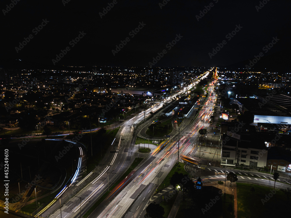 traffic at night Bogotá