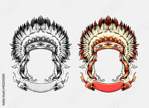 Apache chief hat Illustration set