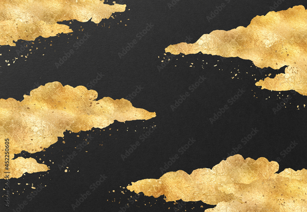 背景 テクスチャ 高級感 金色 金屏風 金紙 年賀状 正月 和紙 和柄 壁紙 筆 アート 黒地 Stock イラスト Adobe Stock