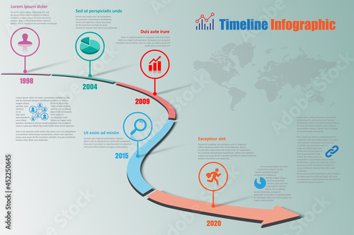 Business roadmap timeline infographic pointer designed for background template element modern diagram process web pages technology digital marketing data presentation chart Vector illustration