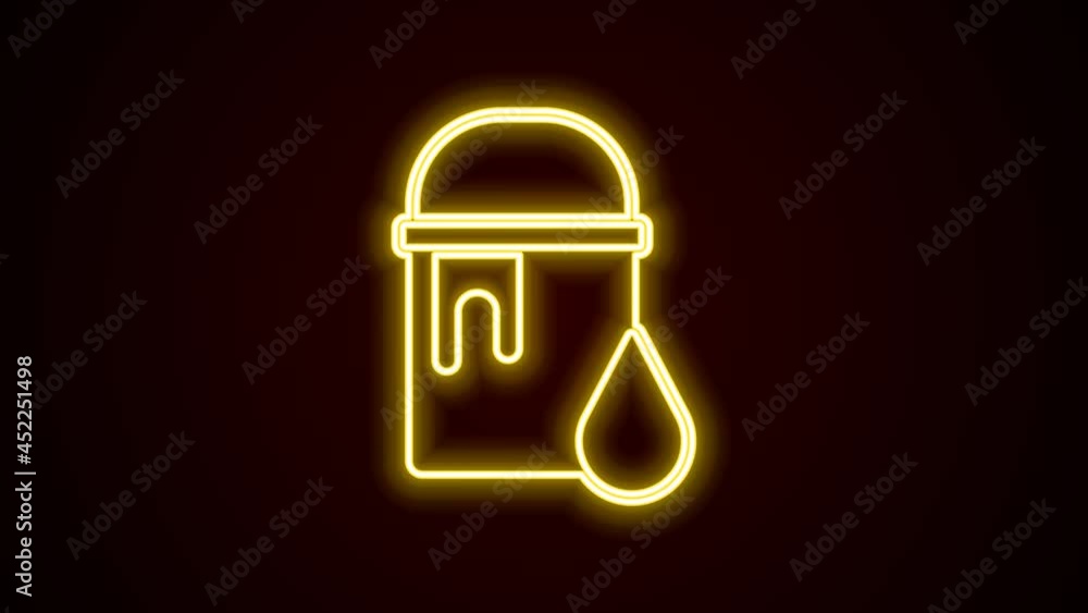 Glowing neon line Paint bucket icon isolated on black background. 4K Video motion graphic animation Glowing neon line Paint bucket icon isolated on black background. 4K Video motion graphic animation