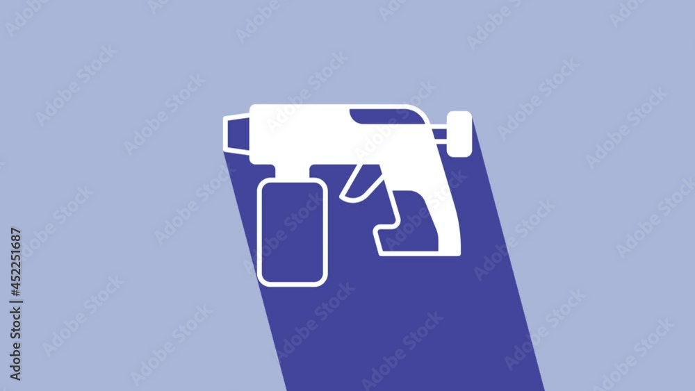 White Paint spray gun icon isolated on purple background. 4K Video motion graphic animation White Paint spray gun icon isolated on purple background. 4K Video motion graphic animation