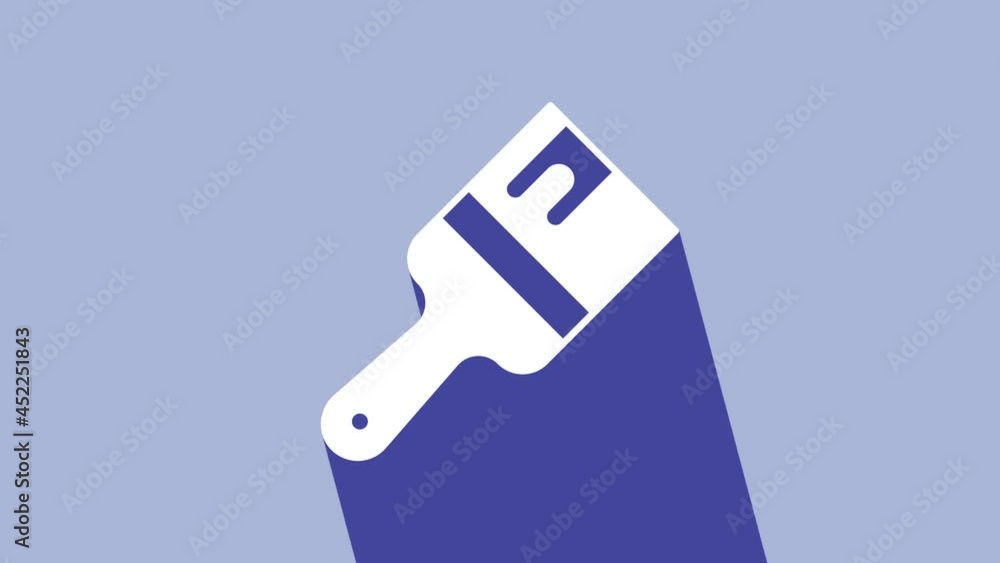 White Paint brush icon isolated on purple background. 4K Video motion graphic animation
