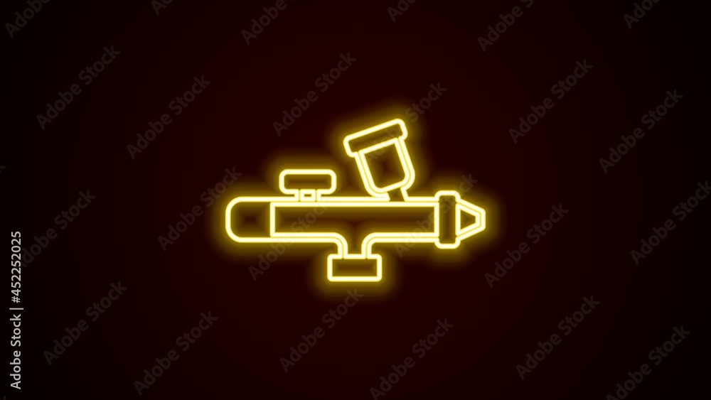 Glowing neon line Paint spray gun icon isolated on black background. 4K Video motion graphic animation Glowing neon line Paint spray gun icon isolated on black background. 4K Video motion graphic animation