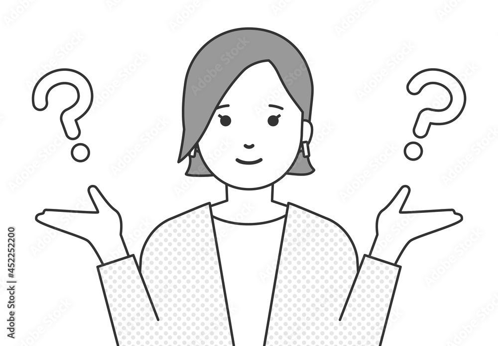 比べる女性の線画イラスト 比べる女性の線画イラスト