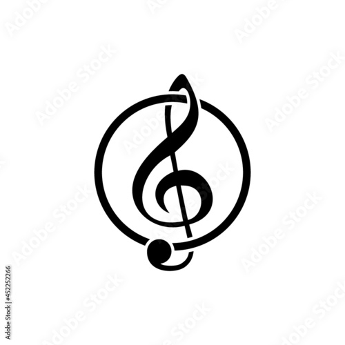 Treble clef music icon isolated on white background photo