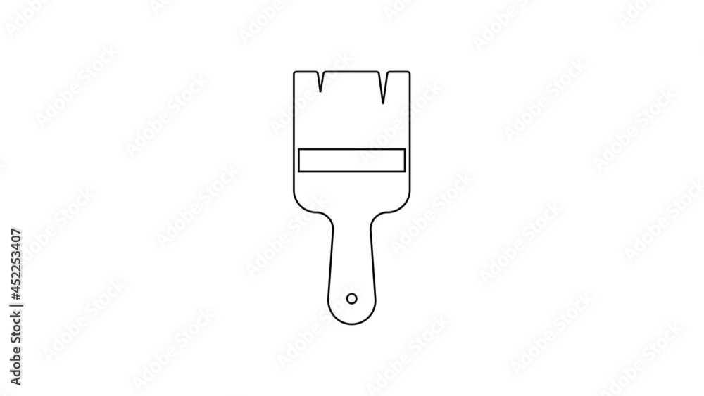Black line Paint brush icon isolated on white background. 4K Video motion graphic animation Black line Paint brush icon isolated on white background. 4K Video motion graphic animation