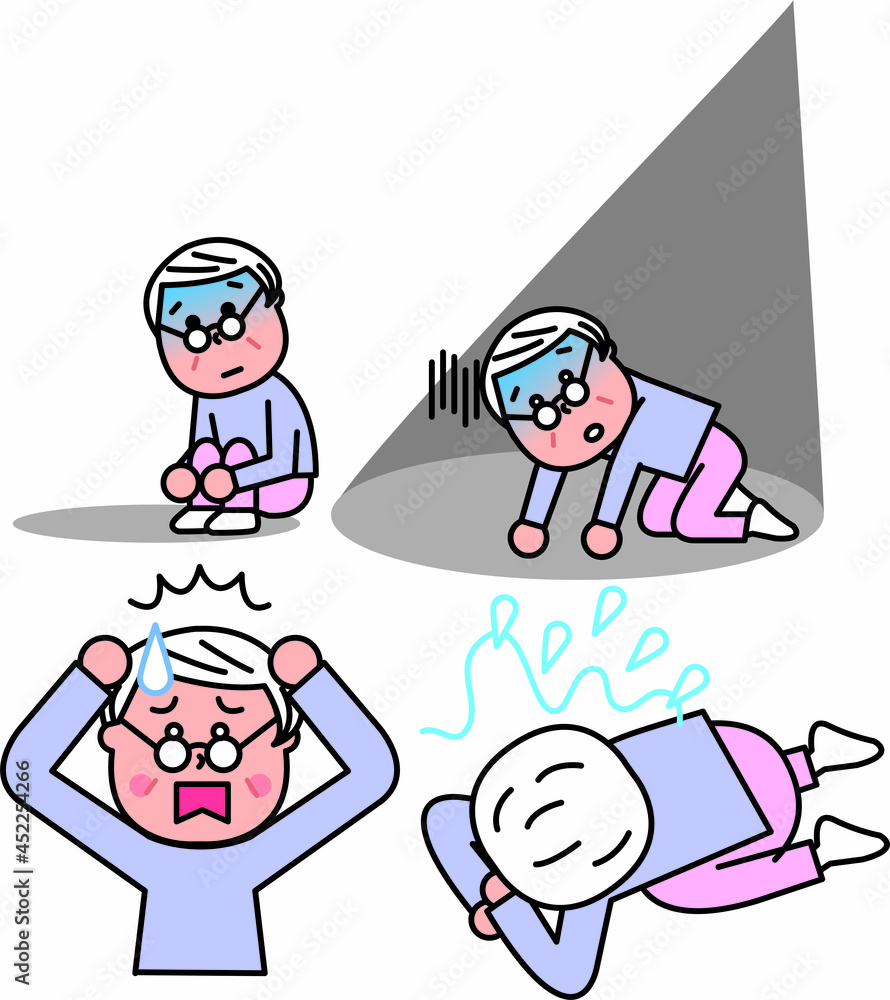 病気の高齢女性素材セット