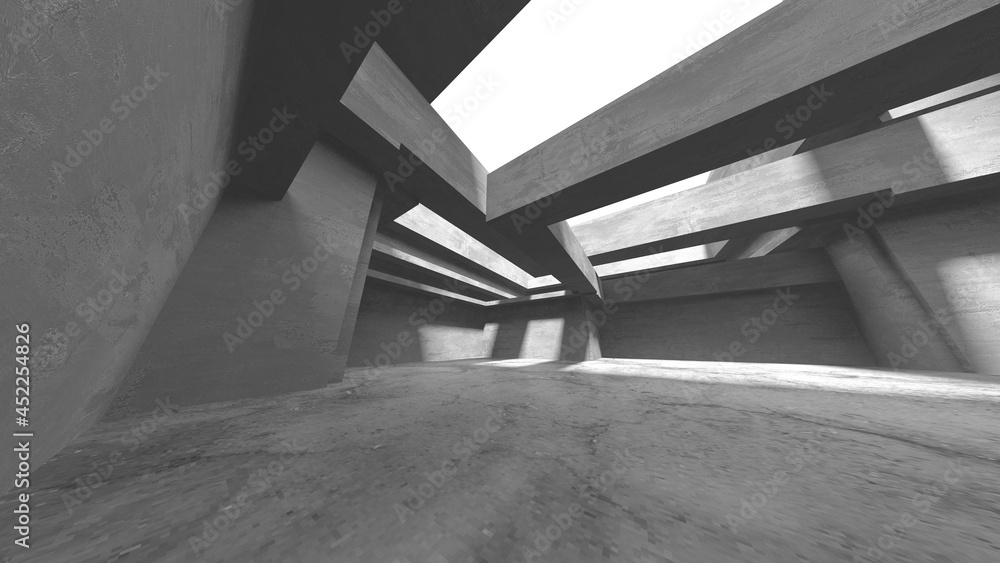 Dark Concrete Wall Architecture. Empty Room Dark Concrete Wall Architecture. Empty Room
