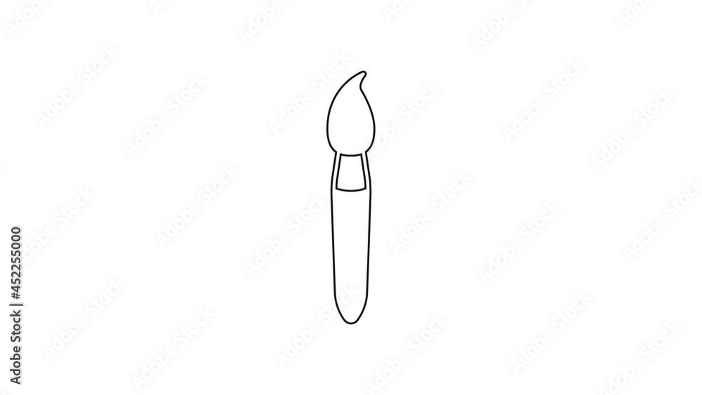 Black line Paint brush icon isolated on white background. 4K Video motion graphic animation Black line Paint brush icon isolated on white background. 4K Video motion graphic animation