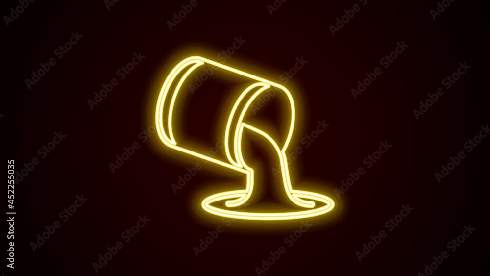 Glowing neon line Paint bucket icon isolated on black background. 4K Video motion graphic animation Glowing neon line Paint bucket icon isolated on black background. 4K Video motion graphic animation