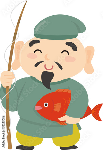 七福神の1人、恵比寿さまのイラスト