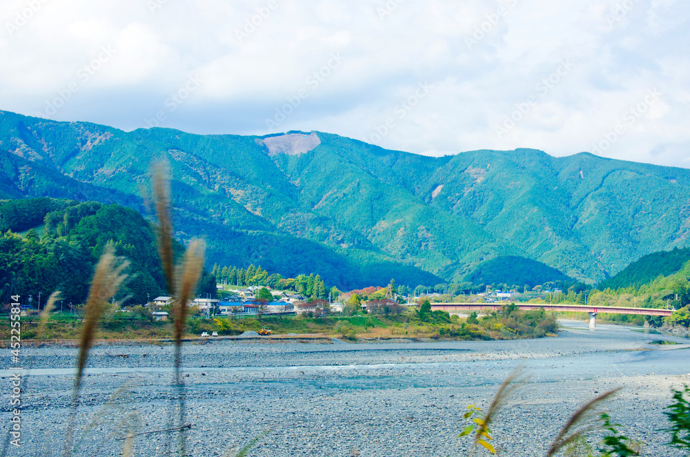 The scenery of Oi river at Shimada town, Shizuoka prefecture, Japan