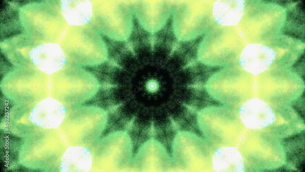 Abstract glow light green kaleidoscope sequence patterns loop. 4k ...