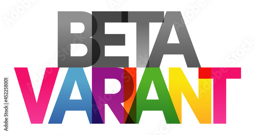 BETA VARIANT Colored Vector banner. Corporate concept. Gradient Text. Transparency Letters rainbow text. Vector illustration