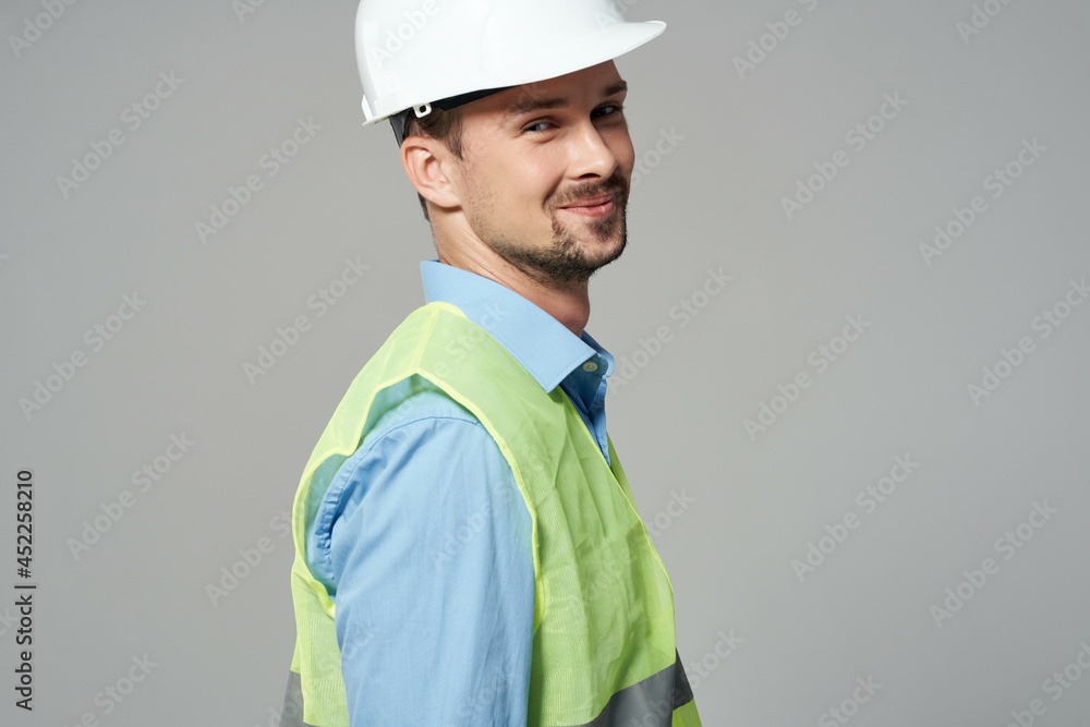 man in construction uniform blueprints builder isolated background man in construction uniform blueprints builder isolated background