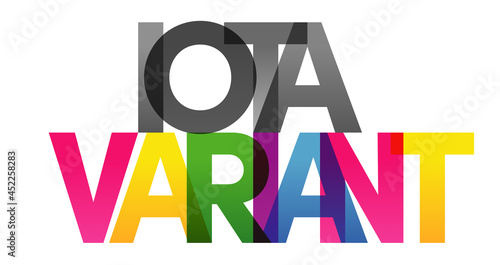 IOTA VARIANT Colored Vector banner. Corporate concept. Gradient Text. Transparency Letters rainbow text. Vector illustration