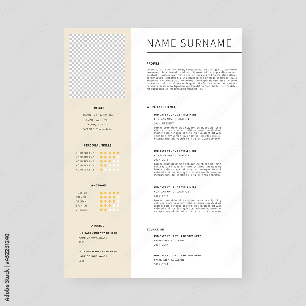 Obraz premium Resume template. Professional resume template design. Template design. Vector illustration.