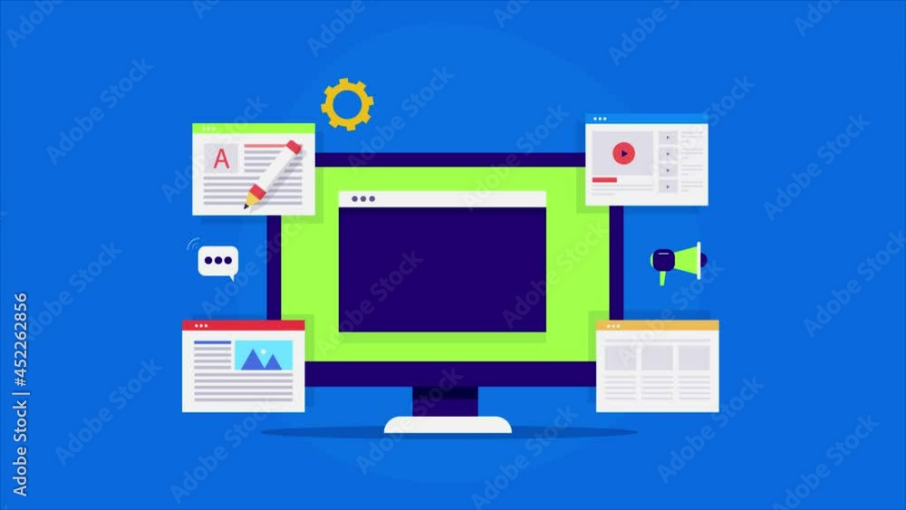 Content marketing strategy, content writing, content publication and digital content promotion concept, 2d animation 4k video clip. Content marketing strategy, content writing, content publication and digital content promotion concept, 2d animation 4k video clip.
