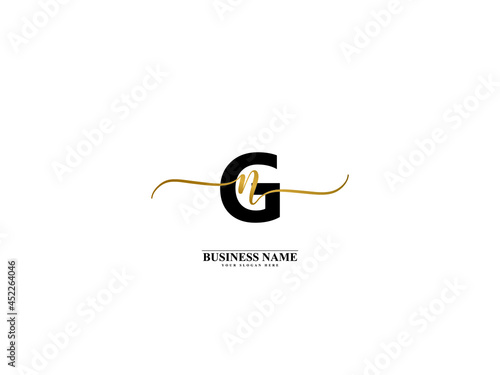 Letter GN Logo, creative gn ng signature logo for wedding, fashion, apparel and clothing brand or any business photo