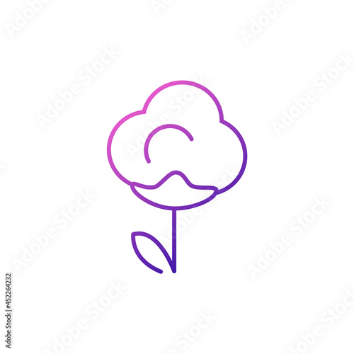 Organic recyclable cotton flat icon. Eco friendly material. Fabric feature. Fiber type. Gradient symbol