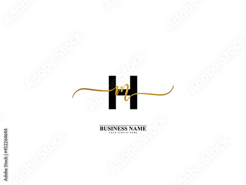 Letter HM Logo, creative hm mh signature logo for wedding, fashion, apparel and clothing brand or any business
