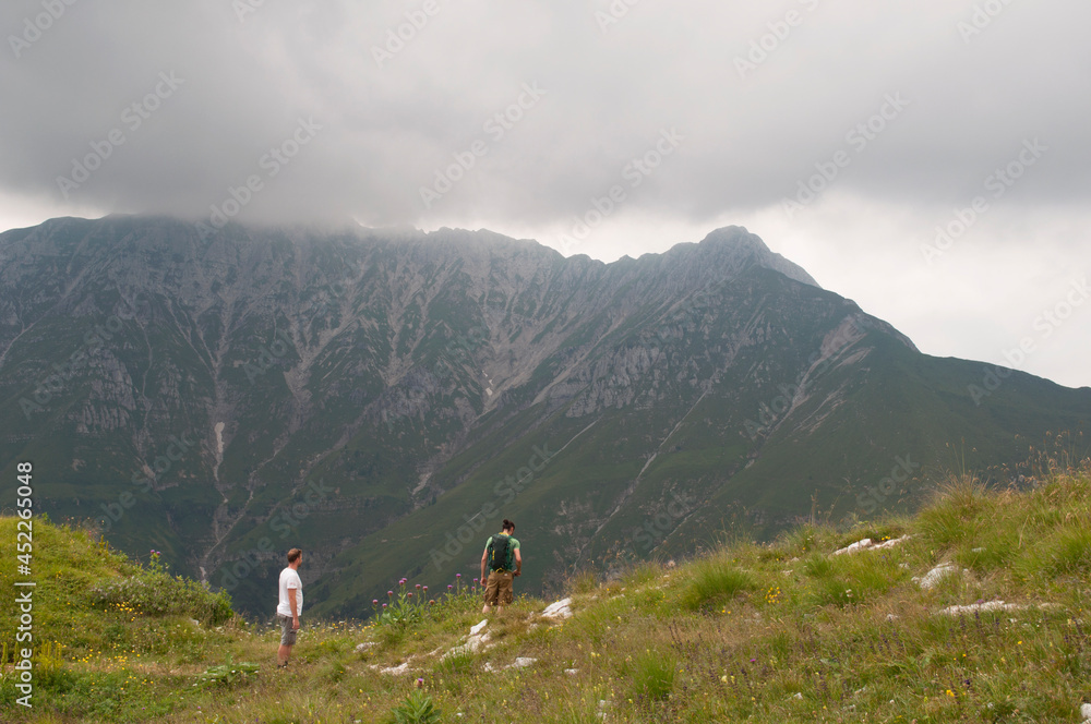 Hiking with Friends. Zambla Alta, Bergamo, Italy