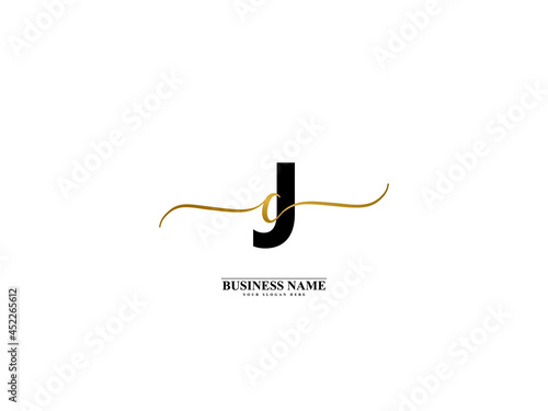 Letter JC Logo, creative jc cj signature logo for wedding, fashion, apparel and clothing brand or any business photo