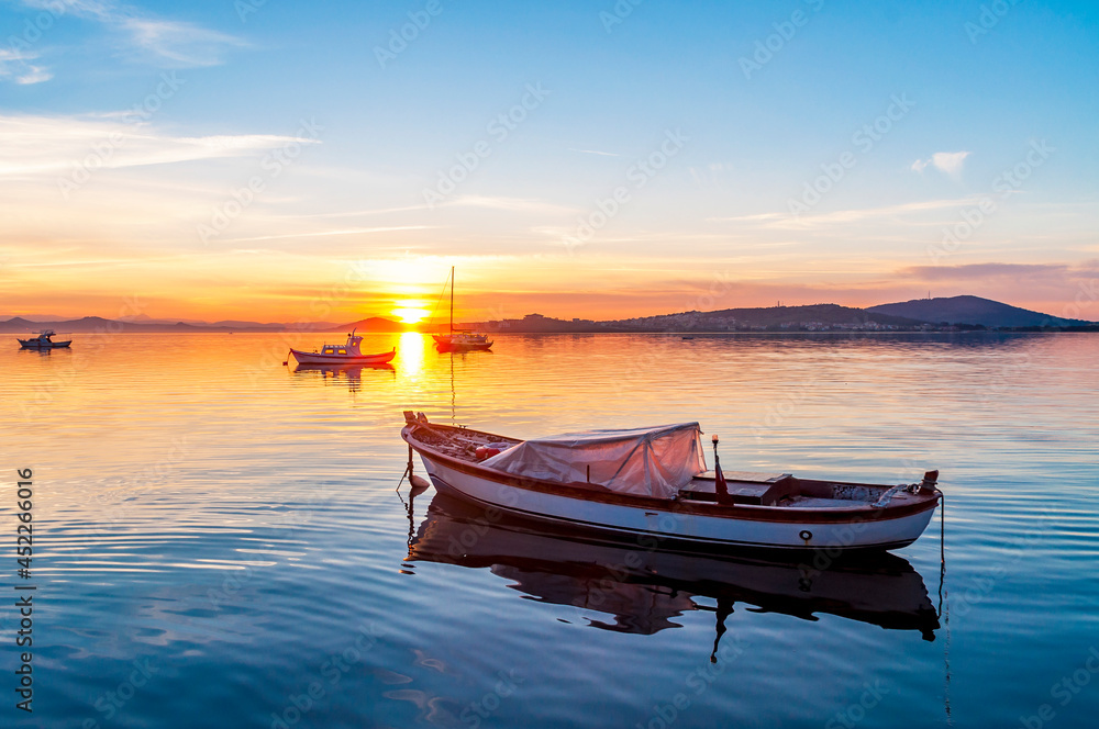 The sunset of Ayvalik in Aegean Sea